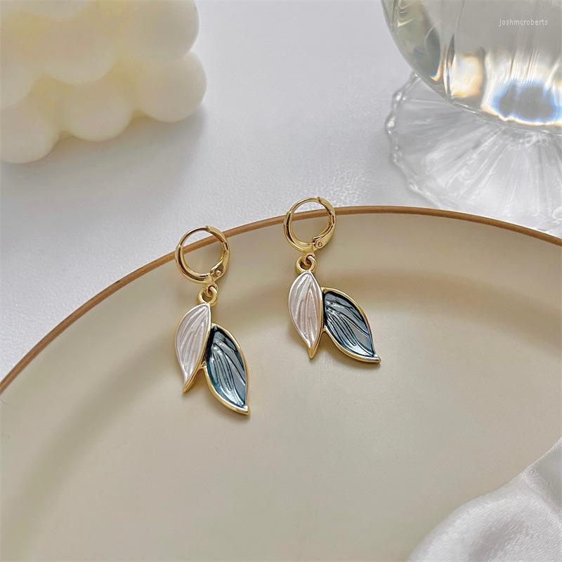 

Dangle Earrings Vintage Metal Trendy Summer Fresh Lovely Sweet Grey Leaf For Women Fashion Jewelry Arrival