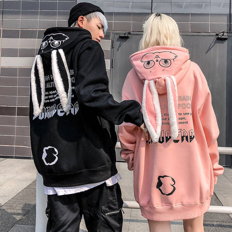 

Women's Hoodies Sweatshirts Animal Women Harajuku Kawaii Rabbit Sweatshirt Tops Korean Bunny Graphic Outerwear Couple E Girls 221206, Pink