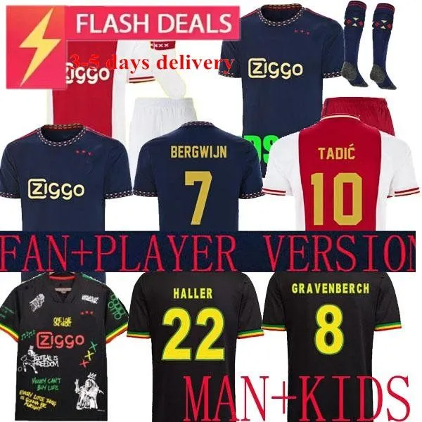 

21 22 23 TADIC Bob Marley soccer jersey BERGWIJN 7 2022 football shirt home ANTONY BLIND HALLER NERES men kids kit third set uniforms 2023 fan PLAYER VERSION, Special black