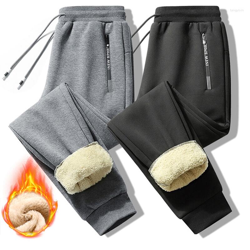 

Men's Pants Winter Cotton Fleece Men 2022 Lambswool Thick Warm Casual Sweatpants Male Trousers Oversized Thermal Fashion Joggers, Straight leg grey