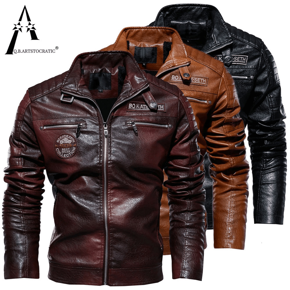 

Mens Fur Faux Leather Jacket Men Winter Fleece Motorcycle PU Stand Collar Casual Windbreaker Ropa De Hombre Slim Coat 221206, Brown 6693
