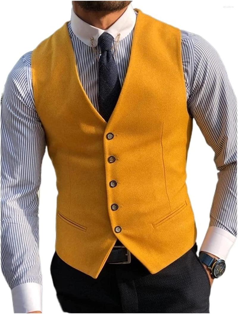 

Men's Vests Bright Yellow Men'S Vest Suit Jacket V Neck Waistcoat 5 Buttons Custom Color Size Casual Wear Formal Wedding Clothing, Dark grey