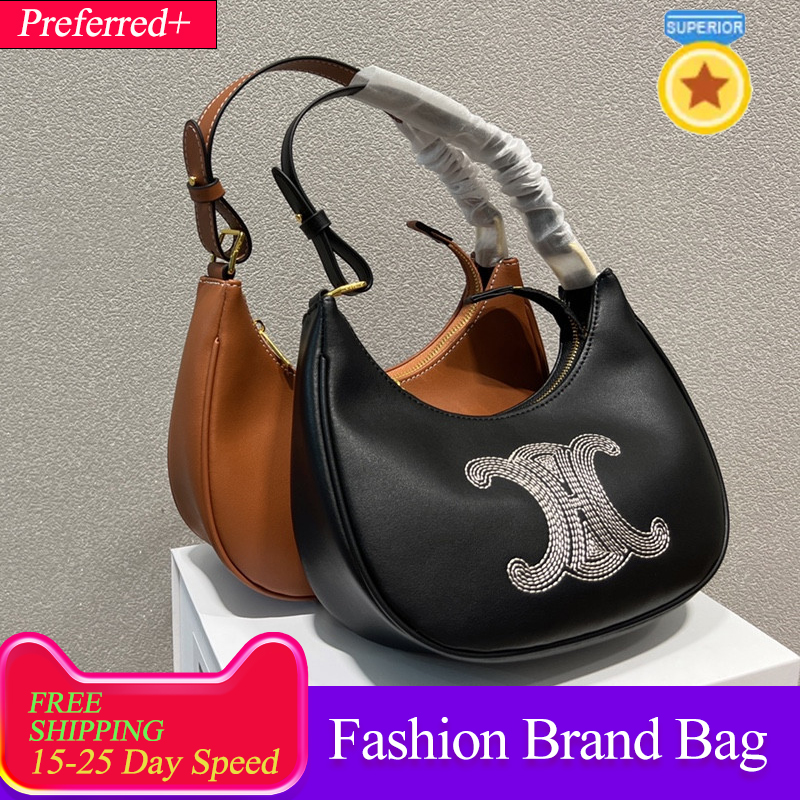 

Hobo Designer bag Genuine leather Underarm bag TRIOMPHE ShoulderBag Women's crossbody Bags Luxury woman fashion Evening FAMOUS Cases cards handbag honed totes, Black