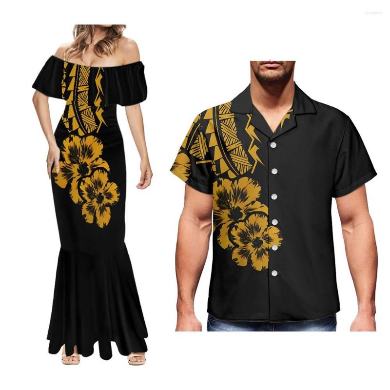 

Men's Casual Shirts 2022 Polynesian Tribal Print Women's Sexy Dress With Men's Stylish Shirt Tailored To Couples Home Holiday, Zsn221104009