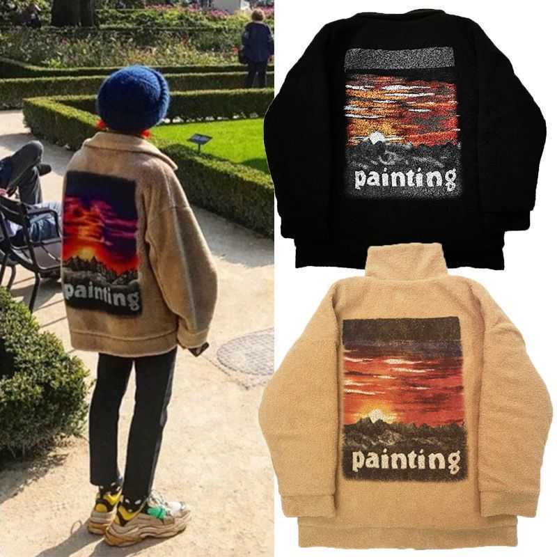 

Thickened Designer Jackets Trendy Galleryes Printing Print Denim Coat Galleries Dept Painted Same Sunset Hand Teddy Wool Cotton Suit Winter Couple 4R7Q, Khaki