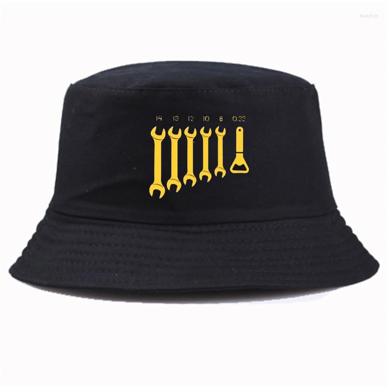 

Berets Summer Cap Screw Wrench Opener Mechanic Bucket Hat Casual Brand Unisex Fisherman, White