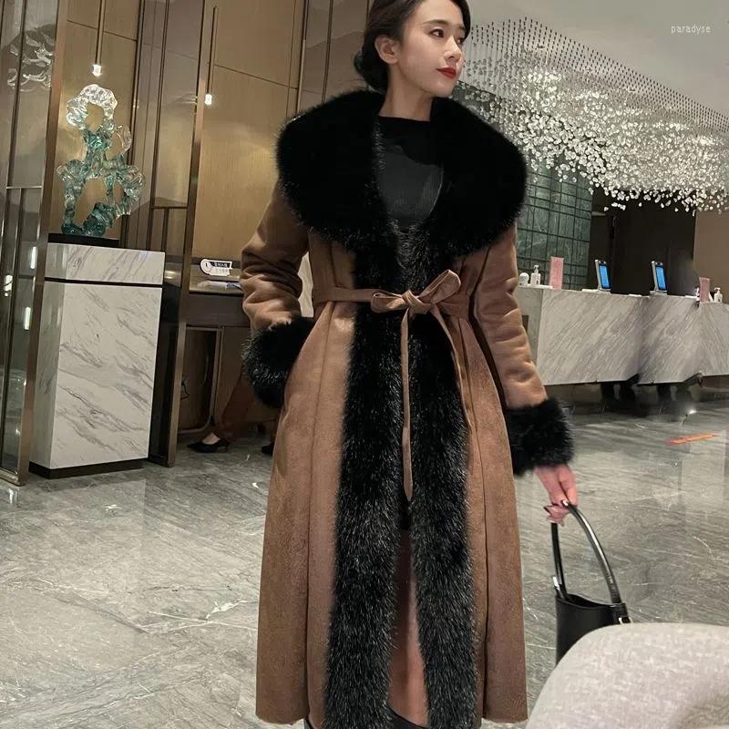 

Women's Fur Faux Coat Women 2022 Winter Fashion Slim Imitation Collar Jacket Female Large Size Long Thick Warm Parkas, Mocha