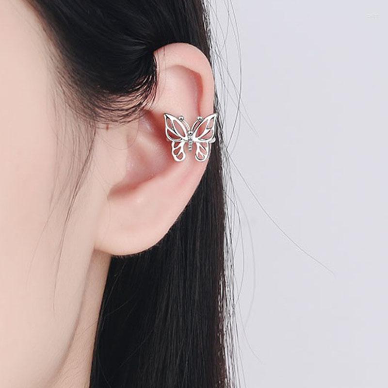 

Backs Earrings Girls' Lovely Simple Butterfly Wrap Rock Clip On Ear Cute Hollow Animal Creative Cartilage Cuff Earring For Women Non