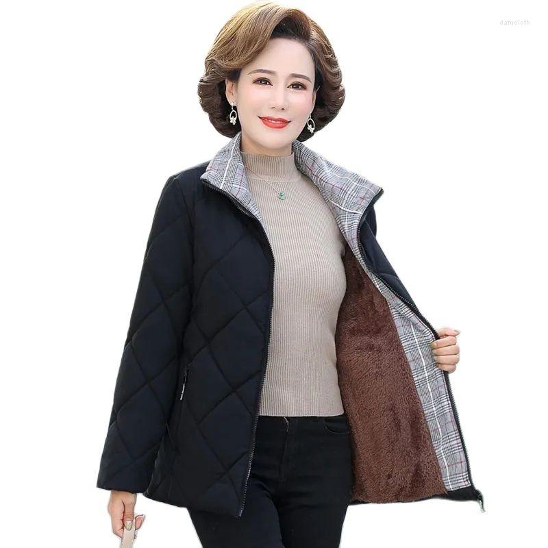 

Women's Trench Coats 2022 Autumn Winter Coat Jacket Parker Middle-Aged Elderly Women's Cotton Short Add Velvet Thicken Warm Overcoat 5XL, Black