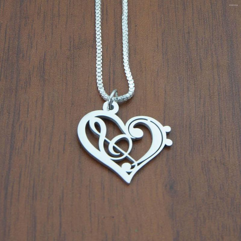 

Chains Stainless Steel Heart Necklace With Bass And Treble Clef Fusion
