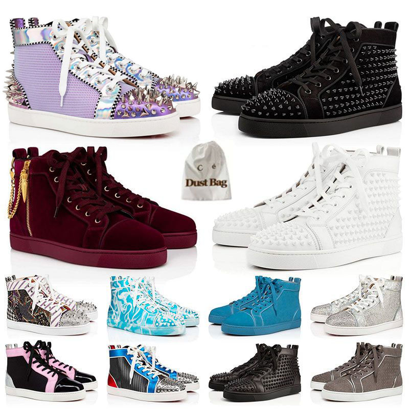 

Redbottoms Designer Boots for mens womens paris fashion ankle boot whiter suede triple black and white light denim blue pink purple rose red bottoms spikes sneakers, A10