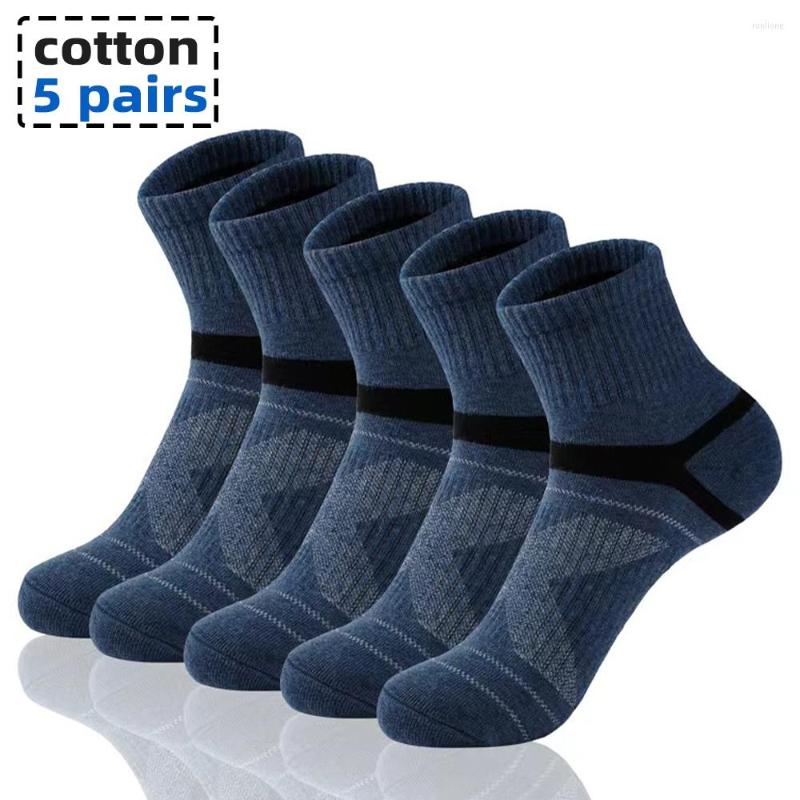 

Men's Socks 10PCS 5Pair High Quality Cotton Autumn Men's Running Winter Casual Breathable Active Stripe Sport EUR38-45, 5 pairs dark grey