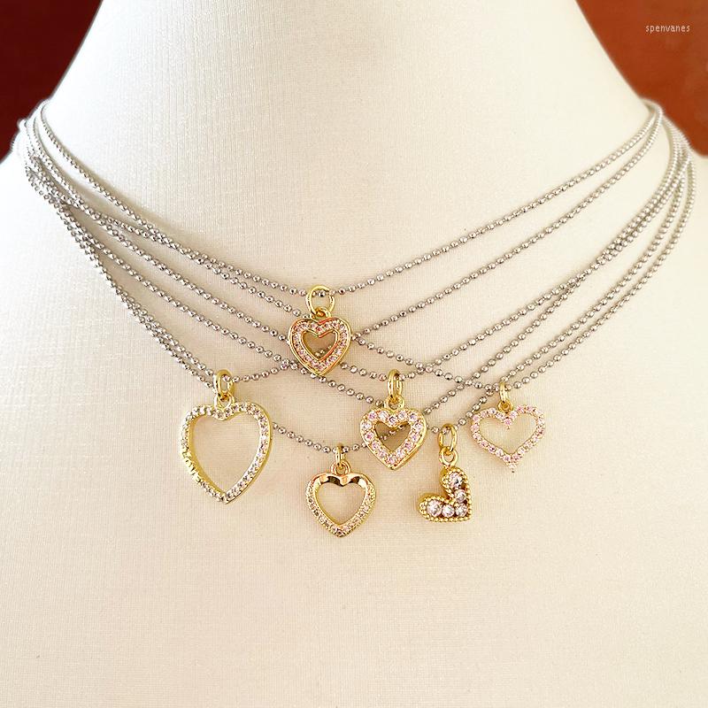 

Pendant Necklaces 10 Strands Dainty Heart Pendants Necklace Mix Silver And Gold Color Charms
