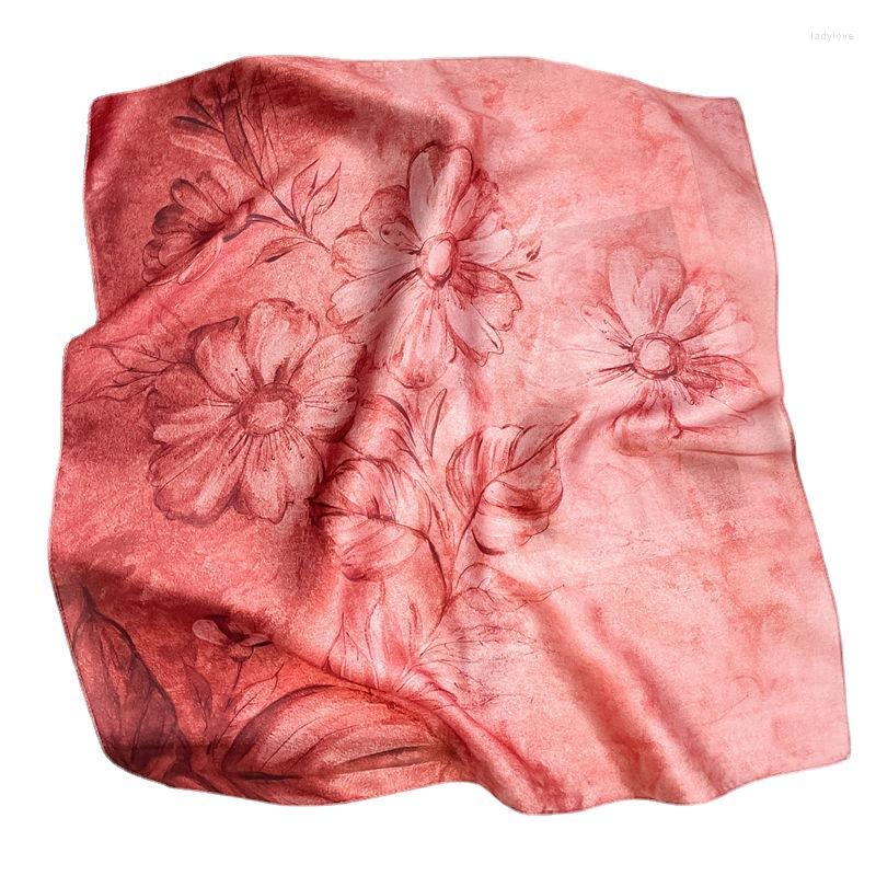 

Scarves Real Silk Square Women Bandana High Quality Printed Foulard Hair Bag Tie Soft Neckerchief FJ668