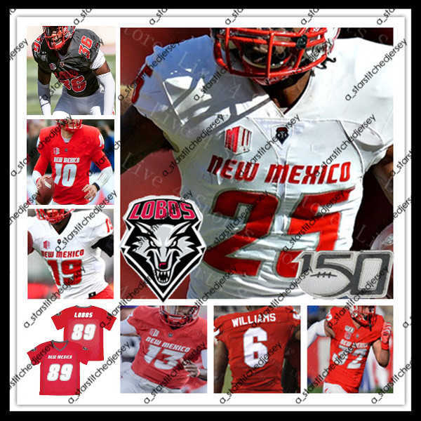 

American College Football Wear New Mexico Lobos NMU College Football Jerseys Miles Kendrick Nathaniel Jones Sherod White Christian Washington Geordon Porter Luke, Men white with 150th