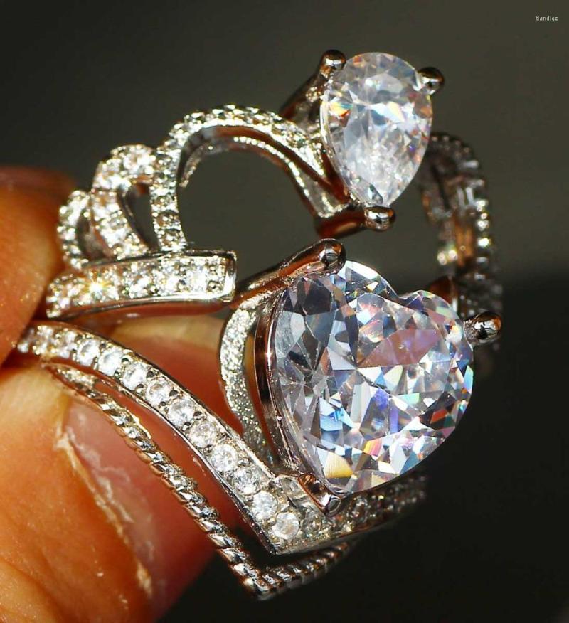 

Wedding Rings YaYI Jewelry Fashion Princess Cut 5.6 CT White Zircon Silver Color Engagement Set Party