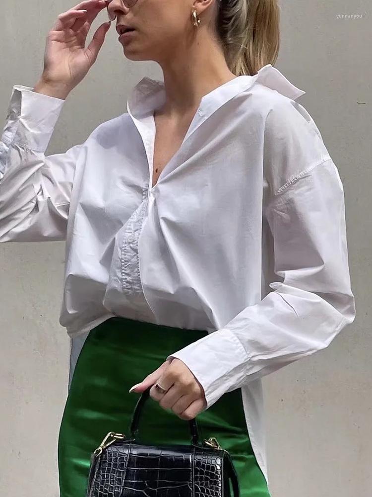 

Women' Blouses BlingBlingee Autumn 2022 Woman Casual Y2k Pocket Front Loose White Shirts Female Basic Base Chic Oversized Tops