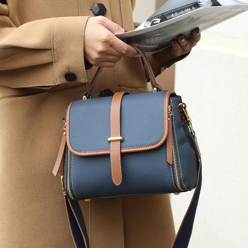 

Evening Bags High Quality Genuine Women's Net Red Live Broadcast First Layer Cow Leather Cross Body Hand 2023 Small Square, Black