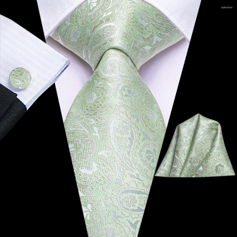 

Bow Ties Paisley Green 2022 Fashion Brand For Men Wedding Party Necktie Set Handky Cufflinks Gift Wholesale Hi-Tie Dropship