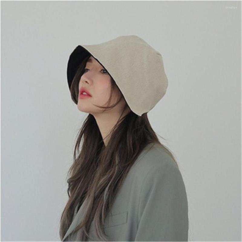 

Berets South Korean Version Of Double-sided Sun Block Face Bucket Hat With A Solid-color Fisherman Beggar Basin WS-2805, Ws-2805-3