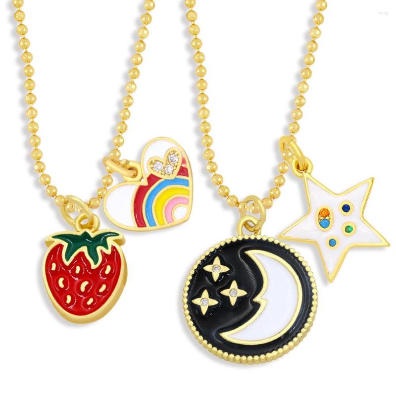 

Pendant Necklaces Wholesale Large Quantity Star Moon Ladies Necklace Rainbow Love Strawberry Ins Net Red Simple Clavicle Chain