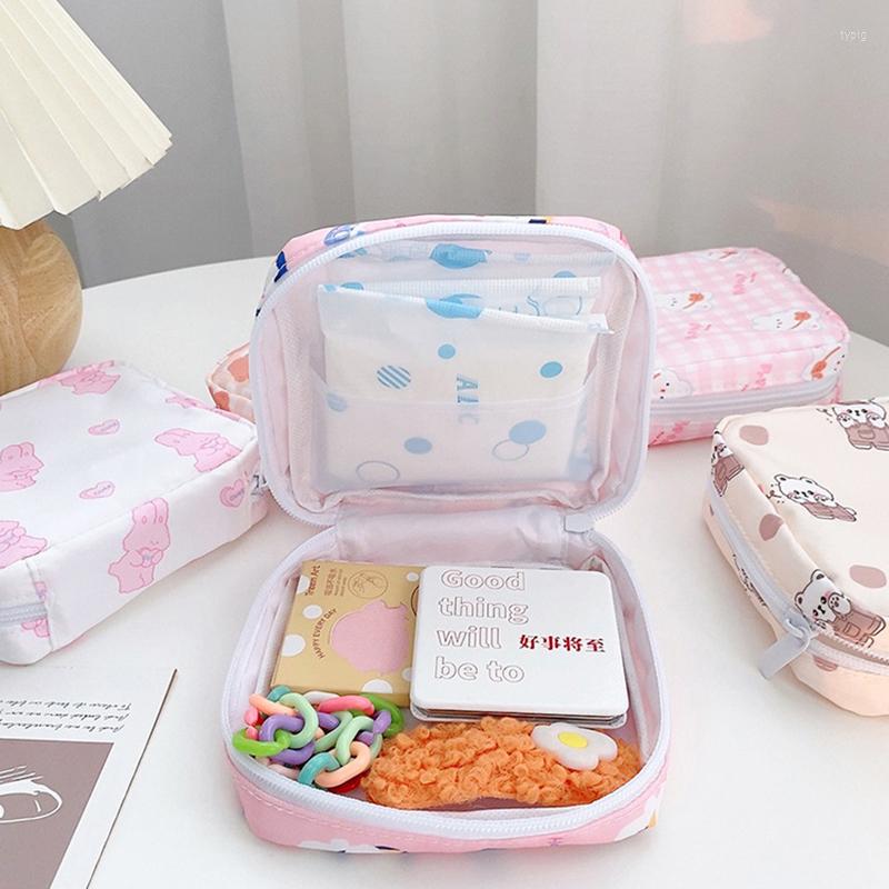 

Cosmetic Bags Cartoon Makeup Tampon Bear Napkin Pouch Storage Bag Coin Purse Sanitary Pads For Women Girls