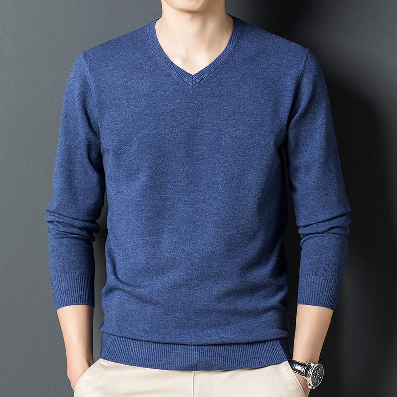 

Men's Sweaters 10 Colors Autumn Woolen Classic Style Business Casual Pullover V-neck Thin Sweater Male Brand Bottoming Shirt 221206, Midnight blue