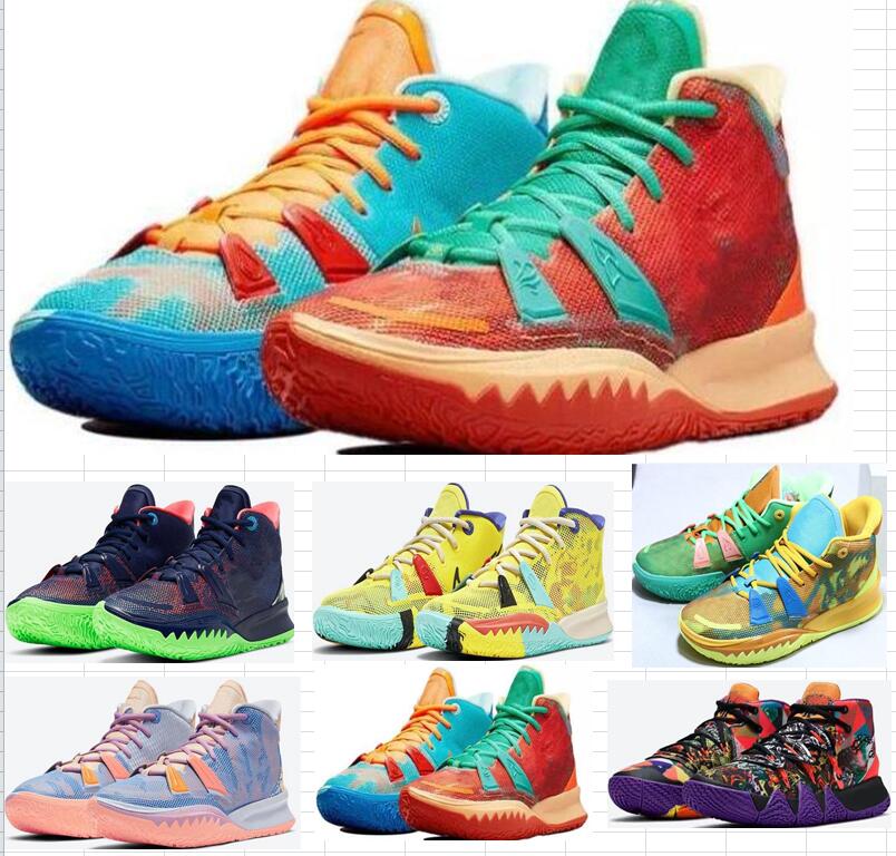 

Kyrie 7 Mother Nature Pack Kids Basketball Shoe High Quality Air and Earth Men Women Sports Shoes With Box Size US4-US12, C111