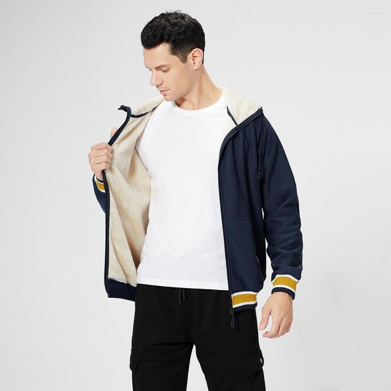 

Men's Hoodies Autumn Winter Sports European American Men's Version Color Matching Sweatshirts Plus Velvet Zipper Cardigan Hooded Men, Wy55002