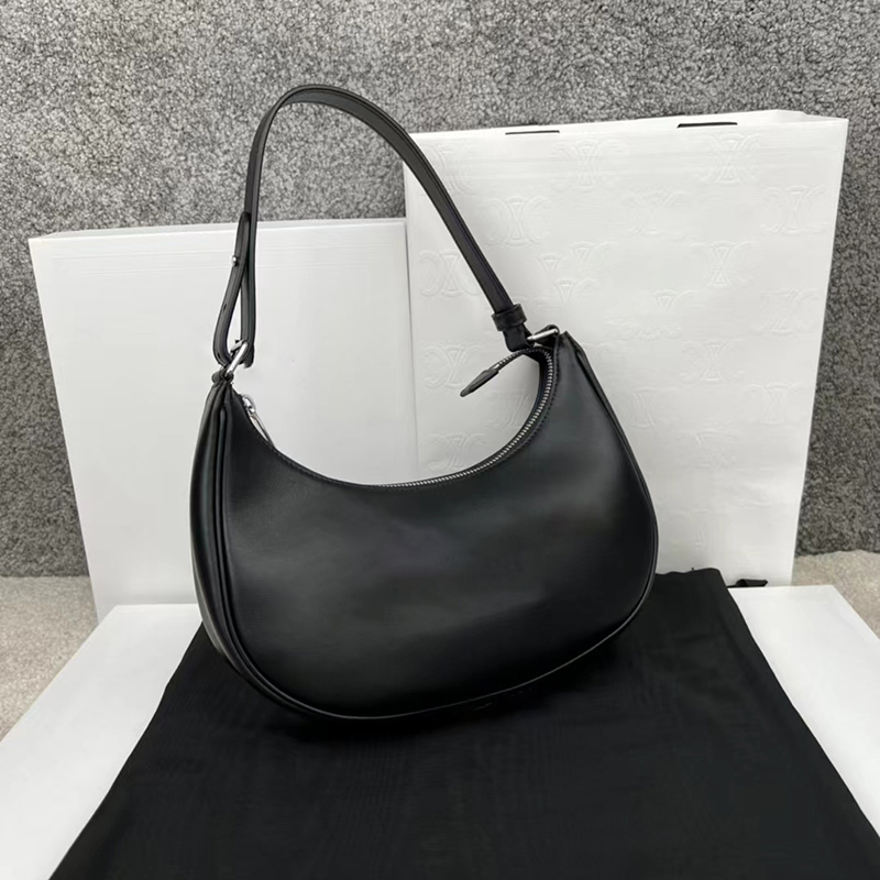 

New AVA smooth cow leather handbag Hobos Armpit bag Fashion Brand Shoulder bag Underarm Wallet Classic bags, Black