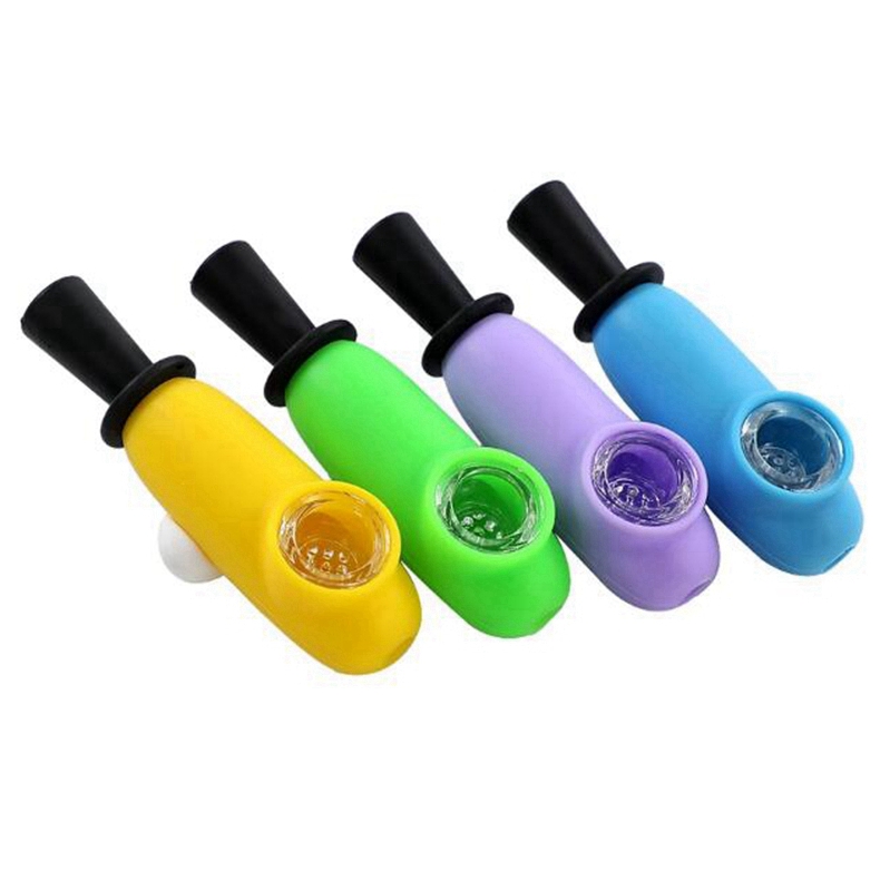 

Latest Colorful Silicone Eyes Pipes Dry Herb Tobacco Thick Glass Filter Cigarette Holder Hand Smoking Bowl Portable Handpipes