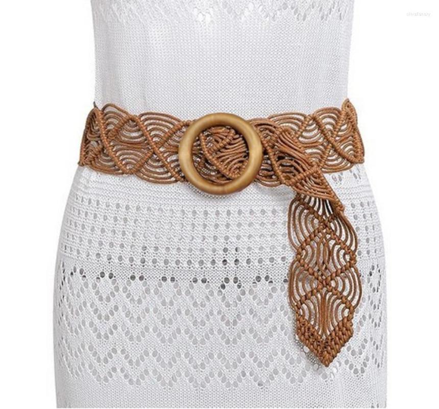 

Belts 4 Color Ladies Belt Fashion Personalized Hand-woven Solid Wood Buckle Design Practical Unique Novel, White