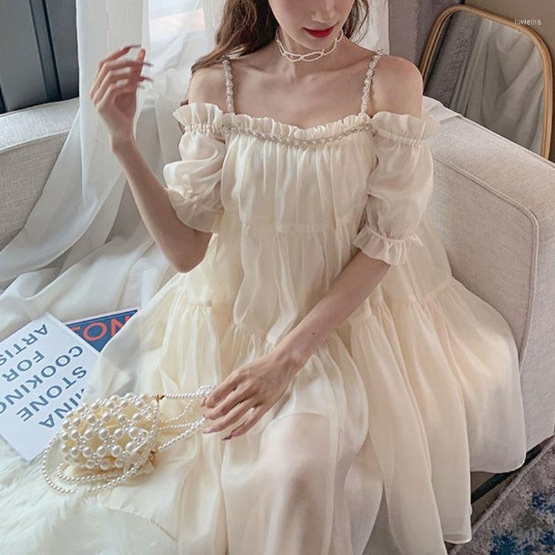 

Casual Dresses Elegant Fairy Strap Dress Women Sweet Ruffle Designer Party Kawaii Classy Korean Princess Mini Summer 2022