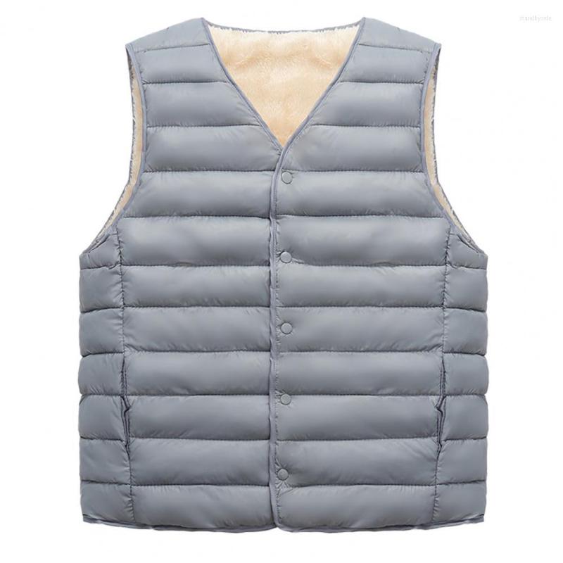 

Men's Vests Cotton Vest Solid Color Cardigan Cold-proof Casual Winter Waistcoat For Outdoor, Black