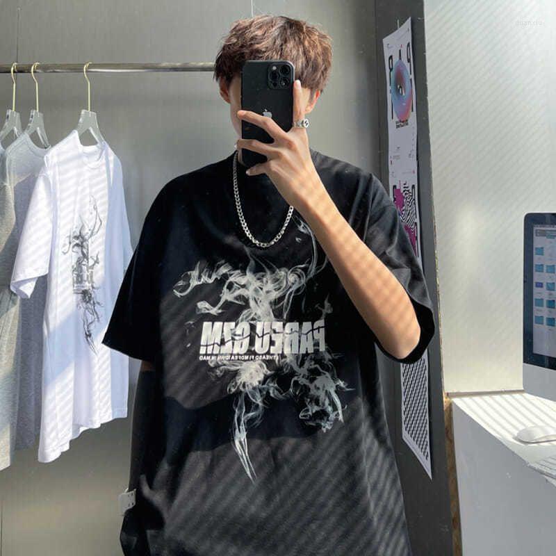 

Men's T Shirts Men And Women 2022 Streetwear Casual Loose High Street Top Tees Hip Hop Korean Style Japan Letter Print Goth, Black