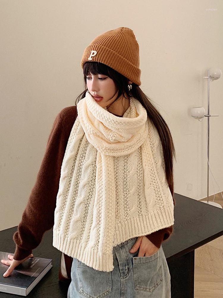 

Scarves Knitted Women Scarf Ladies Winter Preppy Style Solid Scarve Pashmina Mujer Foulard Bufanda Wrap Shawls Unisex