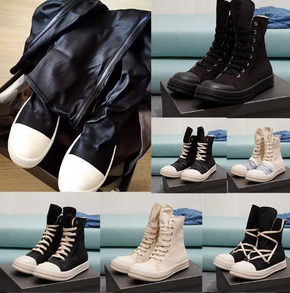 

Boots Designer Rick Owen Canvas High Top Shoes Platform Boot Men Women Shoe Black Lace Up Booties SDGHJJG