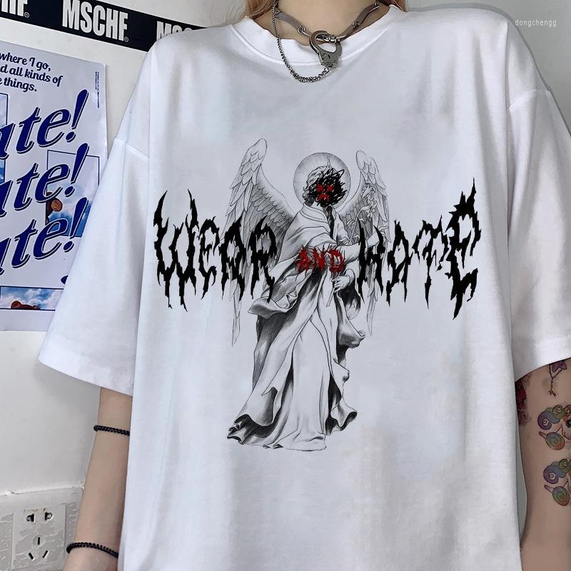 

Men's T Shirts Oversized Harajuku Aesthetic Graphic Tees Damaged Vintage Hip Hop Short Sleeve Tee Tshirt Streetwear Summer Y2k Tops, White