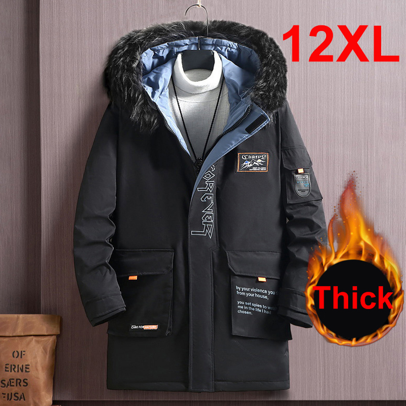 

Mens Down Parkas Parka Winter Jacket Men Plus Size 12XL 11XL 10XL Fashion Thickened Coat Outerwear Male Big Coats Bandana Print 221206, Grey