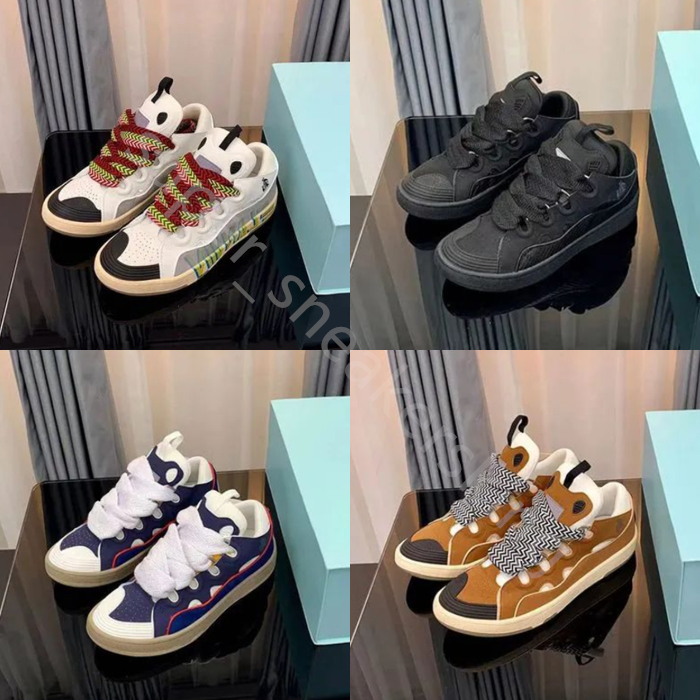 

Designer Shoes Men Women Laceup Extraordinary Sneaker Bread Shoes Embossed Leather Curb Sneakers Size 35-46, 17