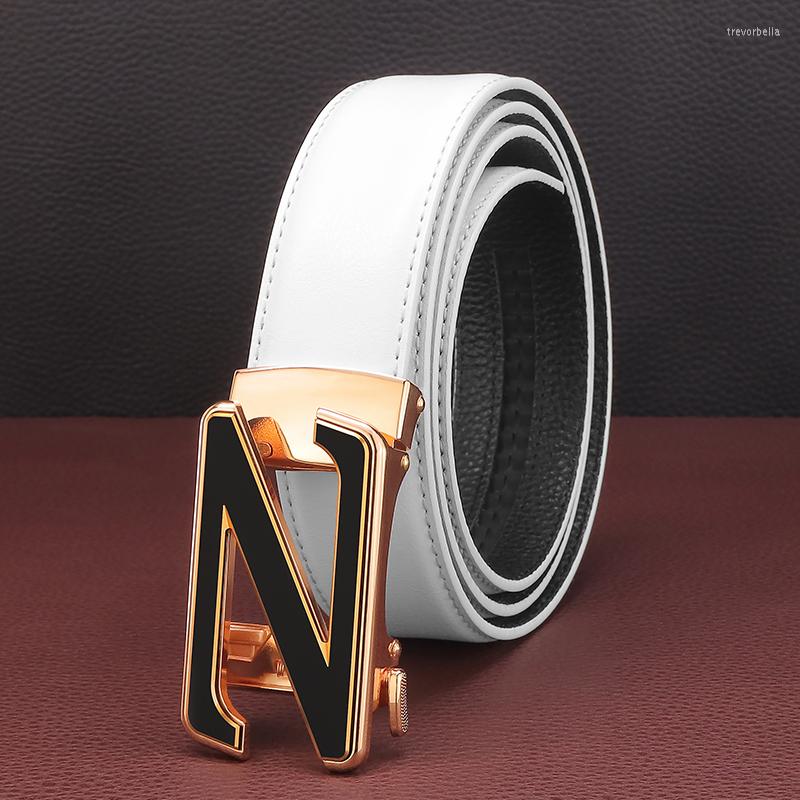 

Belts High Quality Z Letter Automatic Buckle Men's Belt Leather Fashion White Student Casual Cowhide Ceinture