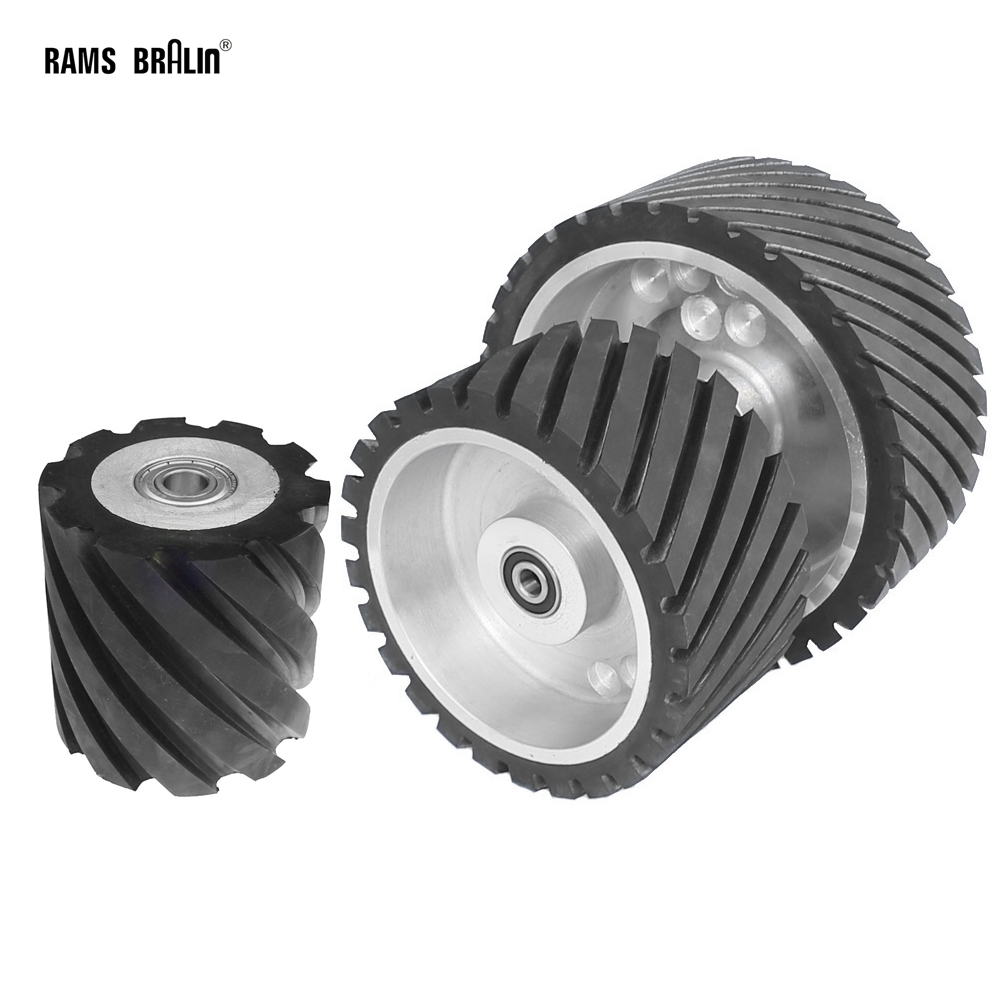 

100/200/250x100mm Belt Grinder Replacement Parts Grooved Rubber Contact Wheel Dynamically Balanced
