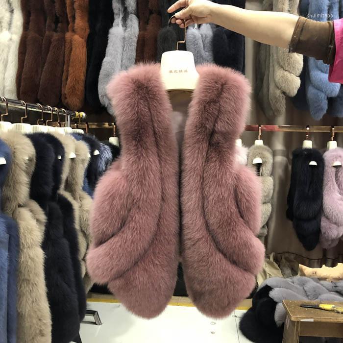 

Women' Fur Real Vest Women' Mid-length Whole Leather Autumn And Winter Fishtail, Black