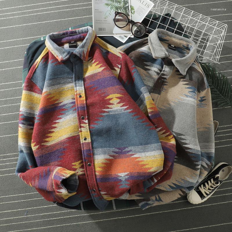 

Men' Jackets HOUZHOU Harajuku Shirts Coat Men' Cardigan Male Vintage Long Sleeve Button Up Shirt Print Japanese Streetwear Gypsy, Gray
