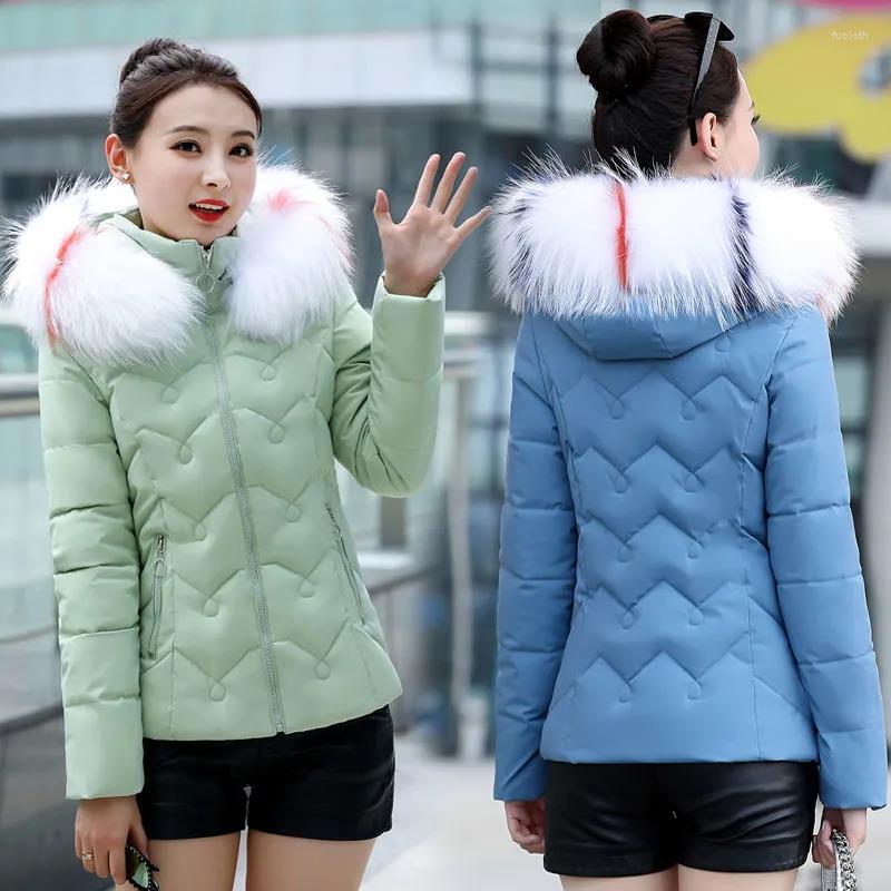 

Women's Trench Coats 2022 Winter Parkas Padded Coat Women Big Fur Collar Hooded Down Cotton Jacket Fashion Female Overcoat Casaco Feminino, Black