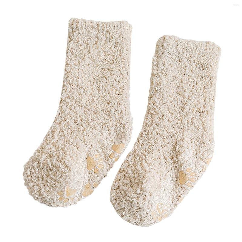 

Men's Socks Baby In Autumn And Winter Fashionable Simple Solid Color Coral Velvet Floor Non Slip Toddler No Show Women, Beige