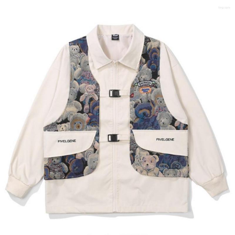 

Men's Jackets Autumn 2022 Loose Tank Top Casual Jacket Fashion Print Winter Couple Coat Clothing, Black