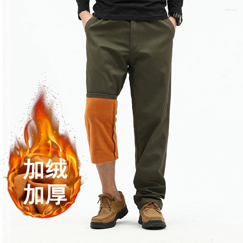 

Men' Pants Thick Winter Warm Trousers For Men Classic Style Business Fashion Regular Straight Casual Male Khaki Green Black, 03light grey