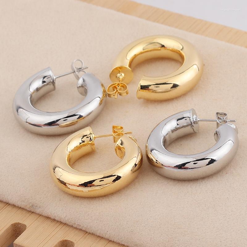 

Hoop Earrings High Quality Smooth Exquisite Big Circle Chunky For Women Girl Wedding Party 18K Gold Plated Round Earring