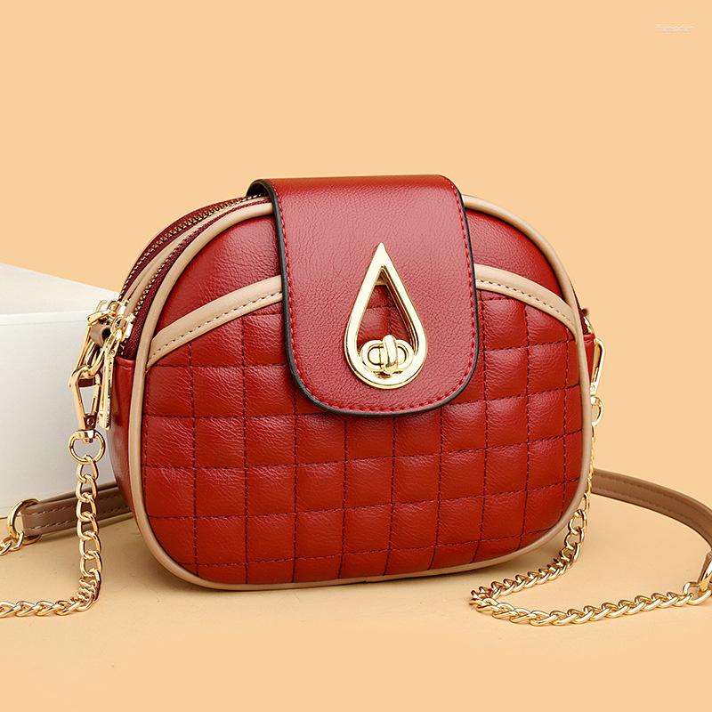 

Evening Bags High Quality 2023 Chain Small Round Versatile One Shoulder Crossbody Plaid Texture Women's Bag, Black